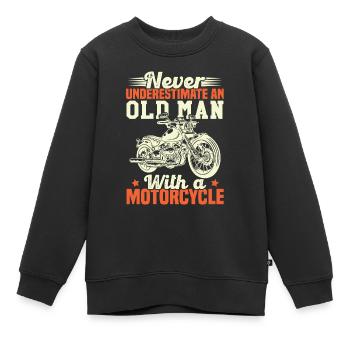 Unterschätzen Sie niemals einen alten Mann mit einem Motorrad - Kinder Premium Organic Sweatshirt - Schwarz - Vorne - AI Model Kid Female (0cm)