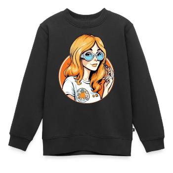 Anne hippie - Sweat Premium enfant bio - noir - Devant - AI Model Kid Female (0cm)