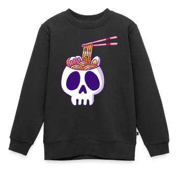 Schädel und Nudeln - Kinder Premium Organic Sweatshirt - Schwarz - Vorne - AI Model Kid Female (0cm)