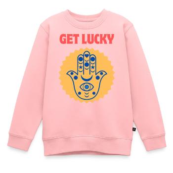 Get Lucky / Hamsa (Hand von Fatima) - Kinder Premium Organic Sweatshirt - Rosa - Vorne - AI Model Kid Female (0cm)