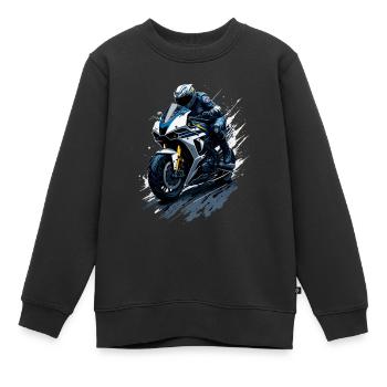 Sportmotorrad-Illustration - Kinder Premium Organic Sweatshirt - Schwarz - Vorne - AI Model Kid Female (0cm)