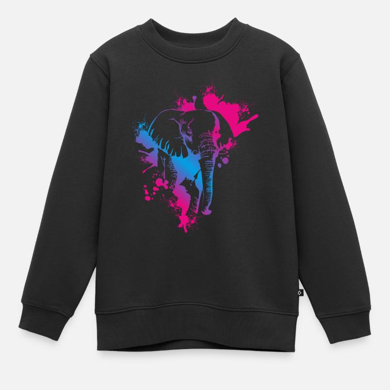 Elephant - Kids Premium Organic Sweatshirt - black