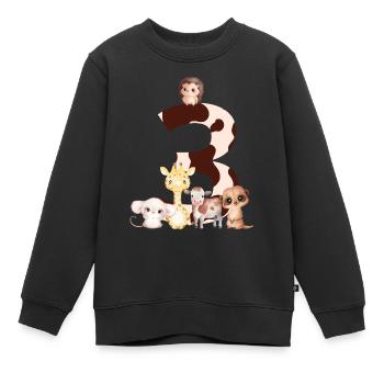 3. Jahrestag - Tiere zum dritten Jahrestag - Kinder Premium Organic Sweatshirt - Schwarz - Vorne - AI Model Kid Female (0cm)