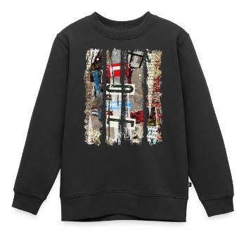 Extraits de journaux Albums Magazines Code alphabet - Sweat Premium enfant bio - noir - Devant - AI Model Kid Female (0cm)