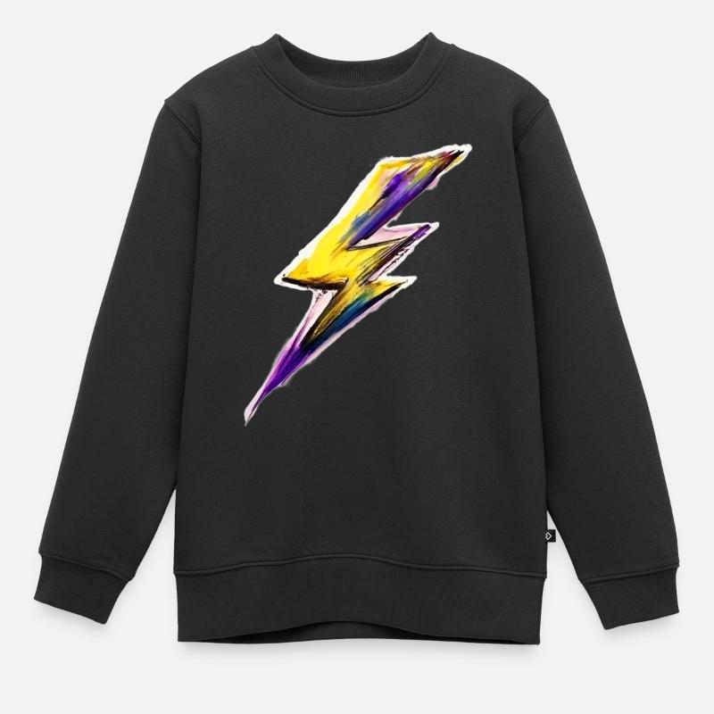 Stilisierter Blitz - Kinder Premium Organic Sweatshirt - Schwarz