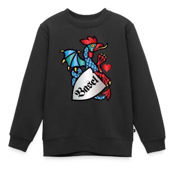 Basilic de Bâle - Sweat Premium enfant bio - noir - Devant - AI Model Kid Female (0cm)