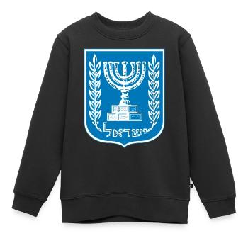 Menorah le chandelier à sept branches, judaïsme d’Israël - Sweat Premium enfant bio - noir - Devant - AI Model Kid Female (0cm)