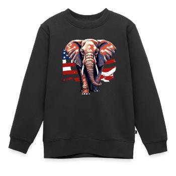Éléphant républicain | États-Unis - Sweat Premium enfant bio - noir - Devant - AI Model Kid Female (0cm)