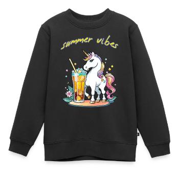 Sentiment d’été de licorne - Sweat Premium enfant bio - noir - Devant - AI Model Kid Female (0cm)