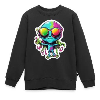 Alien / Außerirdisch / Ovni / Zone 51 / Tout / Mars - Sweat Premium enfant bio - noir - Devant - AI Model Kid Female (0cm)