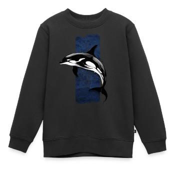 Ocean Monarch: Majestätischer Schwertwal - Kinder Premium Organic Sweatshirt - Schwarz - Vorne - AI Model Kid Female (0cm)