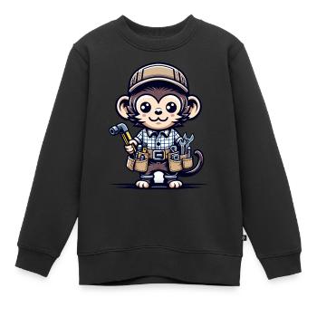 Cute Monkey Craftsman - Kinder Premium Organic Sweatshirt - Schwarz - Vorne - AI Model Kid Female (0cm)