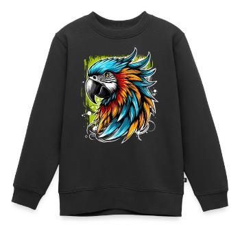 Perroquet street art - Sweat Premium enfant bio - noir - Devant - AI Model Kid Female (0cm)