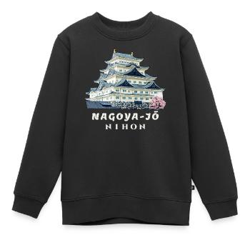 Burg Nagoya, wunderschöne Orte in Japan Zeichnung - Kinder Premium Organic Sweatshirt - Schwarz - Vorne - AI Model Kid Female (0cm)