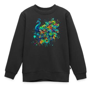 Pfau - Kinder Premium Organic Sweatshirt - Schwarz - Vorne - AI Model Kid Female (0cm)