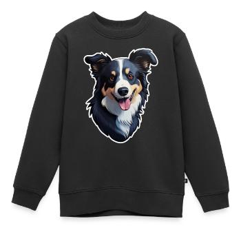 Border Collie - Sweat Premium enfant bio - noir - Devant - AI Model Kid Female (0cm)