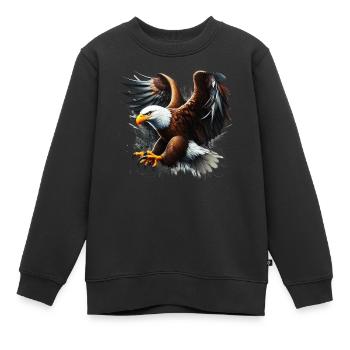 Adler - Kinder Premium Organic Sweatshirt - Schwarz - Vorne - AI Model Kid Female (0cm)