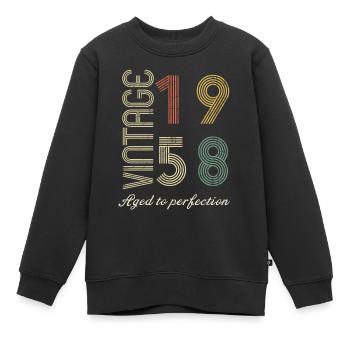 Geschenk zum Geburtstag 66 Jahre - 1958 - Kinder Premium Organic Sweatshirt - Schwarz - Vorne - AI Model Kid Female (0cm)