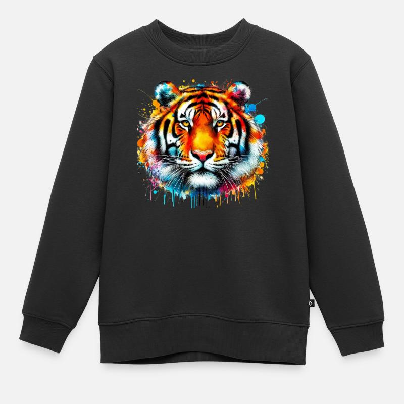 Tiger - Kinder Premium Organic Sweatshirt - Schwarz