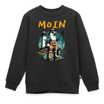 HELLO - Kids Premium Organic Sweatshirt - black - Front - AI Model Kid Female (0cm)
