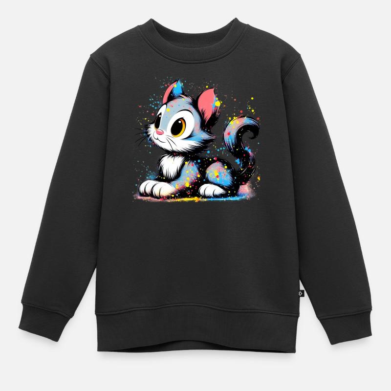 Chat - Sweat Premium enfant bio - noir