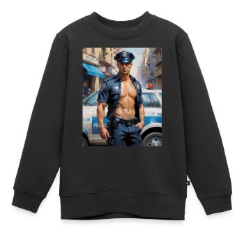 Hübsche Männer mit muskulösem Körper – Polizist - Kinder Premium Organic Sweatshirt - Schwarz - Vorne - AI Model Kid Female (0cm)