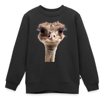 Der Strauß lebt in Savannen und Wüsten - Kinder Premium Organic Sweatshirt - Schwarz - Vorne - AI Model Kid Female (0cm)