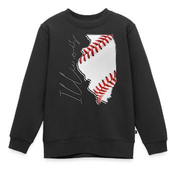 Illinois (États-Unis) | Vrai baseball | Script de carte - Sweat Premium enfant bio - noir - Devant - AI Model Kid Female (0cm)