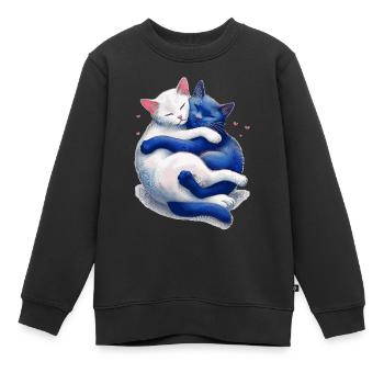 Katzen kuscheln miteinander - Kinder Premium Organic Sweatshirt - Schwarz - Vorne - AI Model Kid Female (0cm)