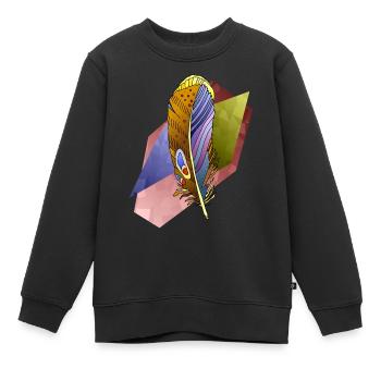 Feder - Kinder Premium Organic Sweatshirt - Schwarz - Vorne - AI Model Kid Female (0cm)