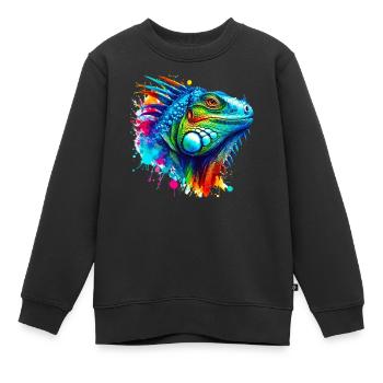 Iguane - Sweat Premium enfant bio - noir - Devant - AI Model Kid Female (0cm)