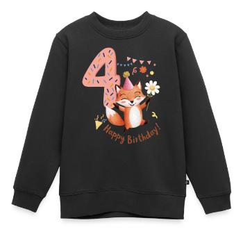 Kind Fuchs 4 Jahre 4. Geburtstag - Kinder Premium Organic Sweatshirt - Schwarz - Vorne - AI Model Kid Female (0cm)