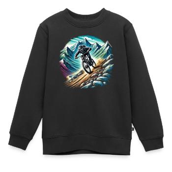 Mountainbikefahrer im Gebirge - Kinder Premium Organic Sweatshirt - Schwarz - Vorne - AI Model Kid Female (0cm)
