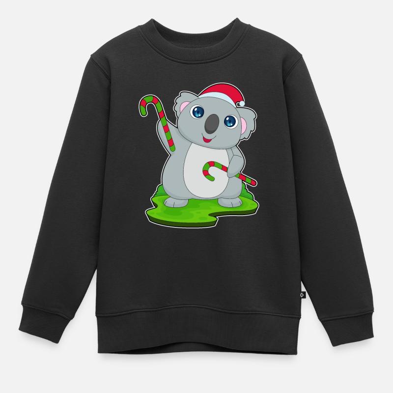 Koala Christmas candy cane - Kids Premium Organic Sweatshirt - black