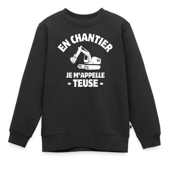excavator, construction machinery, construction - Kids Premium Organic Sweatshirt - black - Front - AI Model Kid Female (0cm)