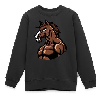 Pferd Stark - Kinder Premium Organic Sweatshirt - Schwarz - Vorne - AI Model Kid Female (0cm)