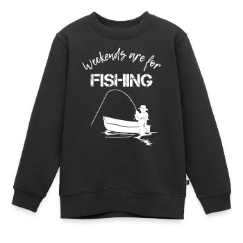 Weekend are for Fishing - Kinder Premium Organic Sweatshirt - Schwarz - Vorne - AI Model Kid Female (0cm)