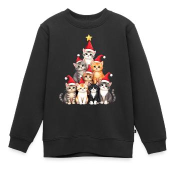 Weihnachtsbaum, Christmas, Katzen, Weihnachten - Kinder Premium Organic Sweatshirt - Schwarz - Vorne - AI Model Kid Female (0cm)