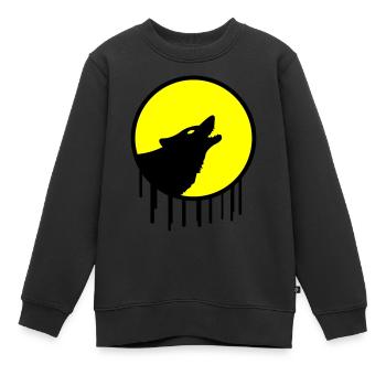 wolf full moon - Kids Premium Organic Sweatshirt - black - Front - AI Model Kid Female (0cm)