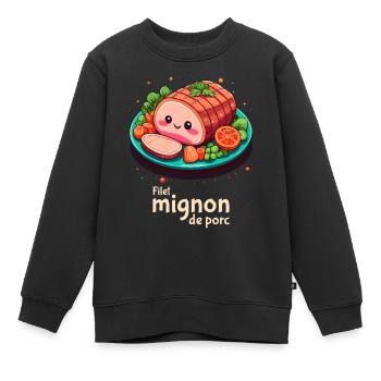Schweinefilet - Klartext - Kinder Premium Organic Sweatshirt - Schwarz - Vorne - AI Model Kid Female (0cm)