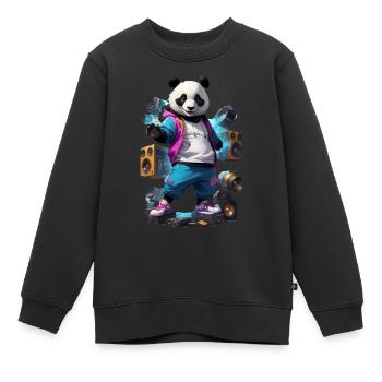Breakdance Panda - Sweat Premium enfant bio - noir - Devant - AI Model Kid Female (0cm)