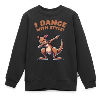 Kangaroo Dabbing - Kinder Premium Organic Sweatshirt - Schwarz - Vorne - AI Model Kid Female (0cm)
