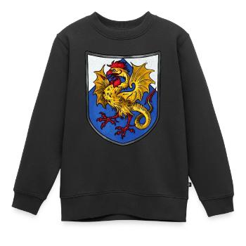 Armoiries Basilic - Sweat Premium enfant bio - noir - Devant - AI Model Kid Female (0cm)