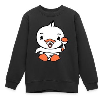 Ente Baby Kind Rassel Windel niedlich Schnuller - Kinder Premium Organic Sweatshirt - Schwarz - Vorne - AI Model Kid Female (0cm)