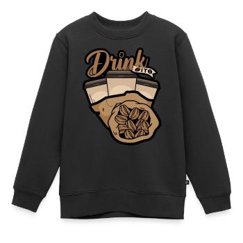 Une Pause café - Sweat Premium enfant bio - noir - Devant - AI Model Kid Female (0cm)