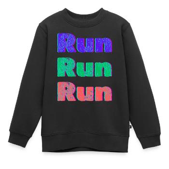 Run run run - Sweat Premium enfant bio - noir - Devant - AI Model Kid Female (0cm)