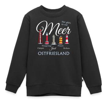 Beaucoup de mer Pilsum, Borkum, dessin Frise orientale - Sweat Premium enfant bio - noir - Devant - AI Model Kid Female (0cm)