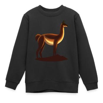 Guanaco - Sweat Premium enfant bio - noir - Devant - AI Model Kid Female (0cm)
