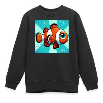 Poisson-clown - Sweat Premium enfant bio - noir - Devant - AI Model Kid Female (0cm)