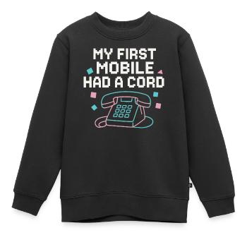 Mein erstes Handy hatte ein Kabel - Kinder Premium Organic Sweatshirt - Schwarz - Vorne - AI Model Kid Female (0cm)